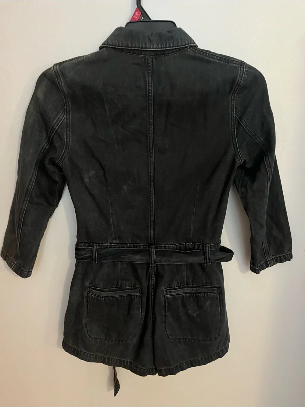 Free People Black‎ Denim Romper with Front Zip